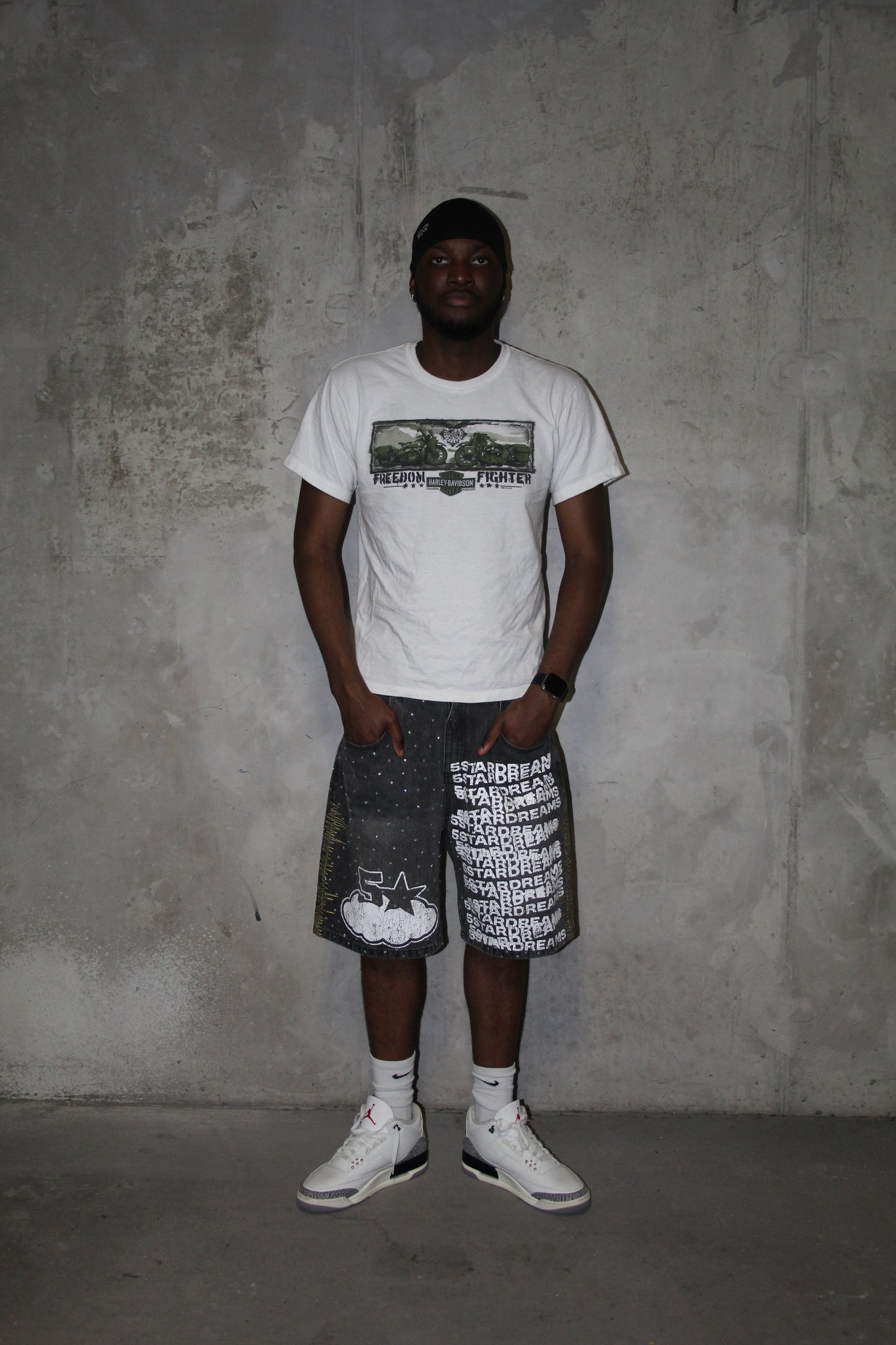Washed Black Denim Shorts