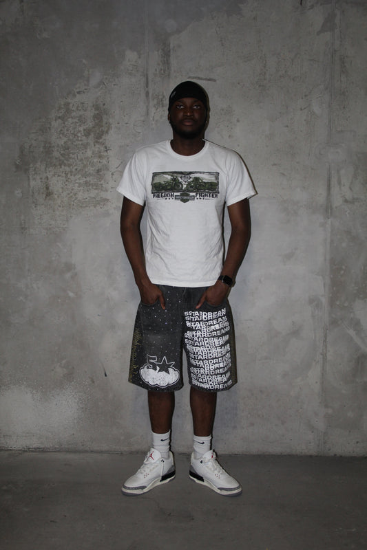 Washed Black Denim Shorts