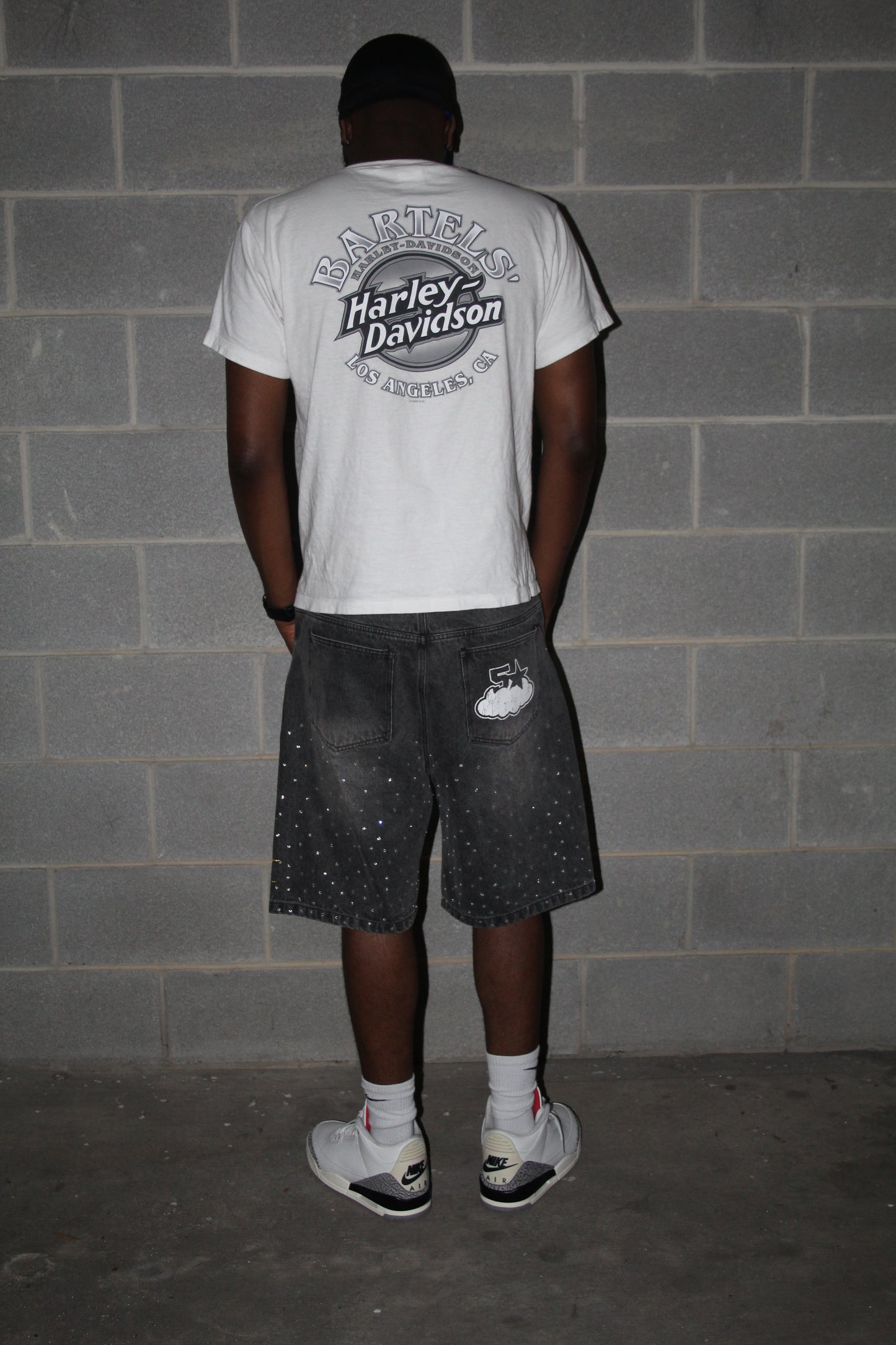 Washed Black Denim Shorts